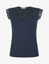 Top à larges bords dentelle - Bleu marine - 1