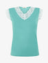 Top à larges bords dentelle - Vert turquoise - 1