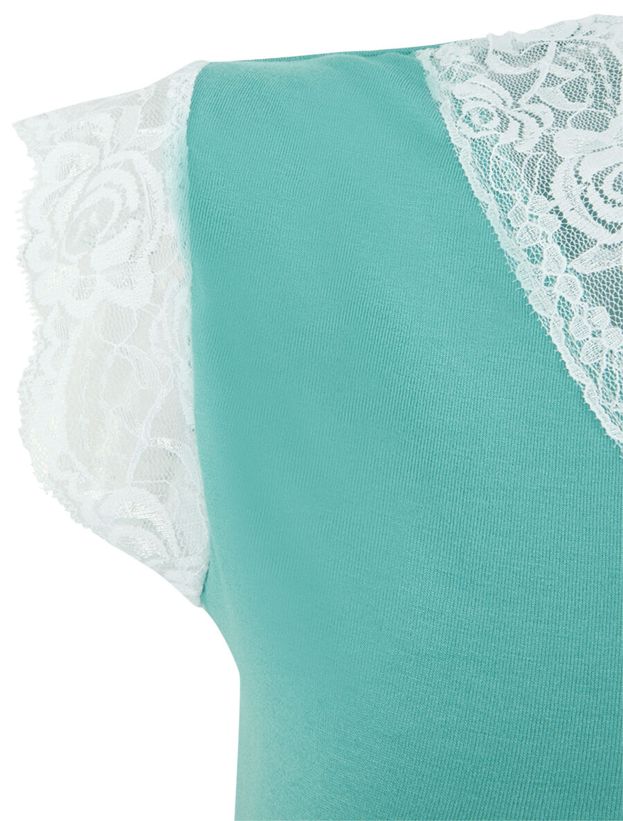 Top à larges bords dentelle - Vert turquoise - 3