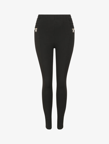 Legging skinny à zips contrastants - Noir - 4