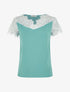 Top fluide à col et manches en dentelle - Turquoise - 4