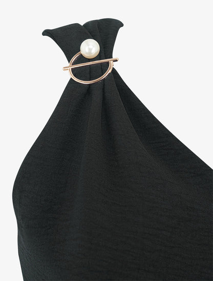 Top uni sans manches à broches amovibles - Noir - 3