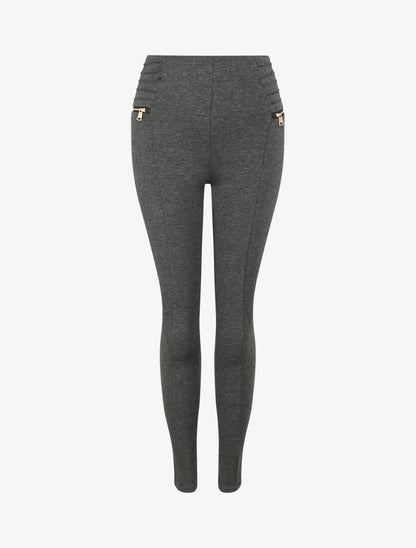 Legging skinny à zips contrastants - Gris foncé - 4