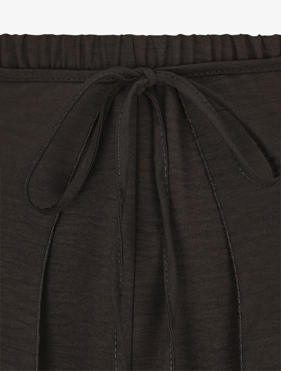 Pantalon ample à pans à nouer - Noir - 3