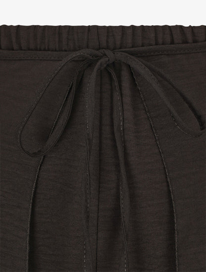 Pantalon ample à pans à nouer - Noir - 3