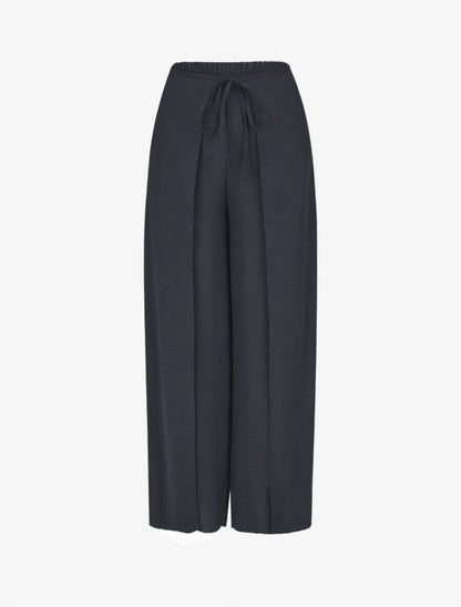 Pantalon ample à pans à nouer - Marine - 4