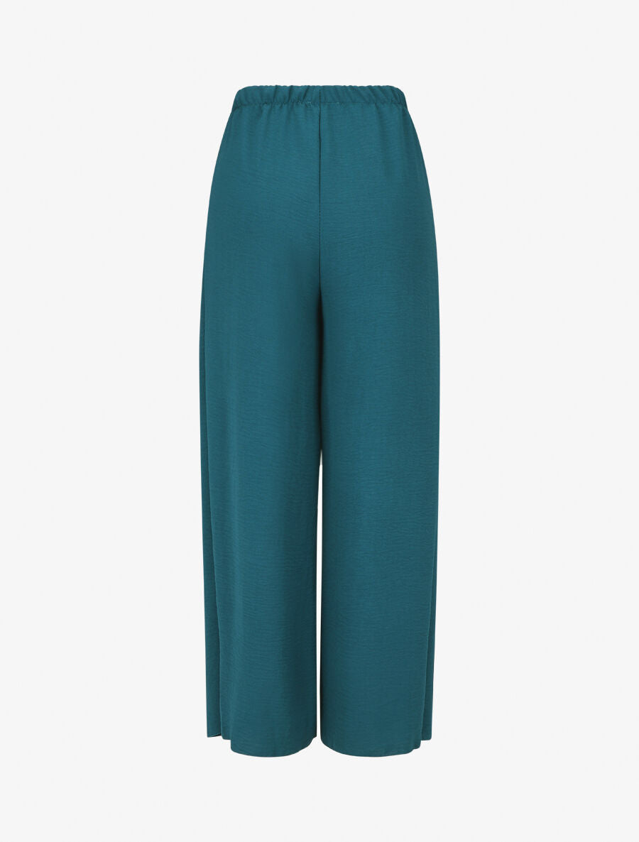 Pantalon ample à pans à nouer - Bleu canard - 2