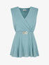 Top uni en voile élastiqué - Turquoise - 4