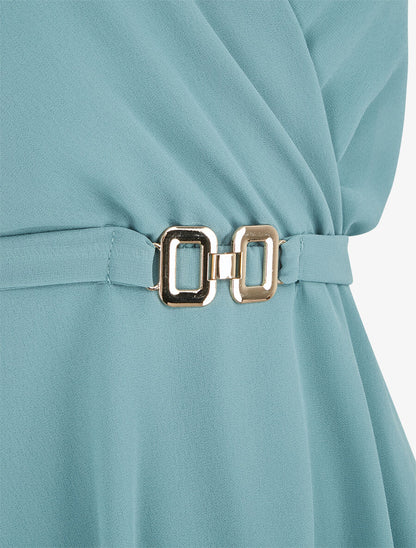 Top uni en voile élastiqué - Turquoise - 3