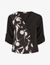 Blouse imprimé à manches retroussables - Noir - 1