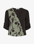 Blouse imprimé à manches retroussables - Kaki - 1