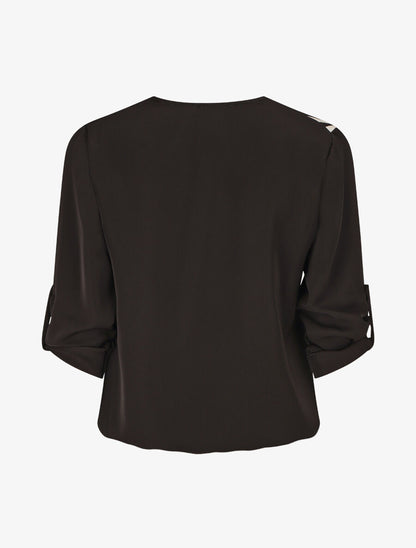 Blouse imprimé à manches retroussables - Beige - 2