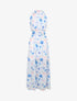 Robe longue en voile imprimé pivoines - Bleu - 1