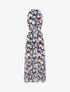 Robe longue en voile imprimé pivoines - Marine - 1
