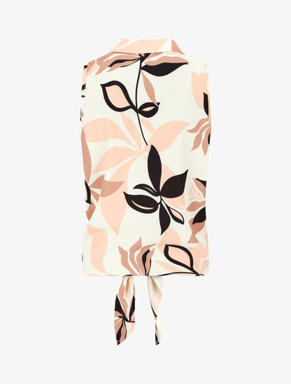 Chemise sans manches à noeud imprimé floral - Beige/rose - 2