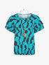 Top imprimé graphique et sautoir - Turquoise - 1
