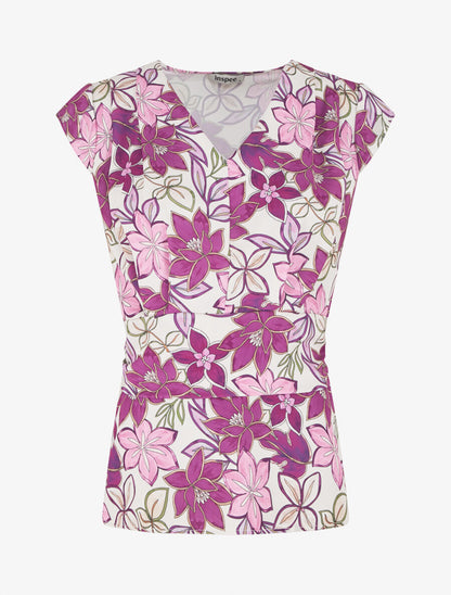 Top avec mancherons à imprimé fleuri - Prune - 4