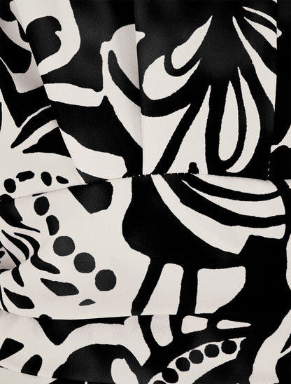 Top élastiqué imprimé abstrait - Noir - 3