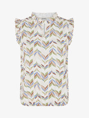 Top à imprimé épi de blé - Beige - 1