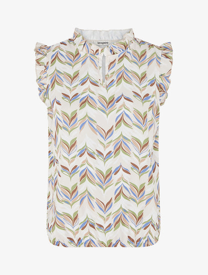 Top à imprimé épi de blé - Beige - 1