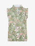 Top satiné sans manches motif fleuri et volants - Kaki - 1