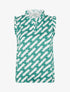 Top satiné sans manches motif fantaisie et volants - Vert émeraude - 1