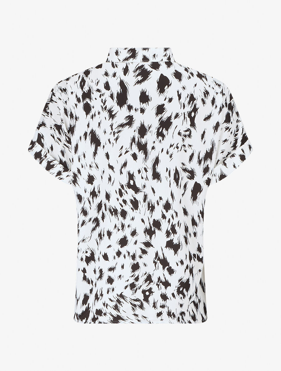 Blouse imprimé abstrait à manches courtes - Blanc - 2