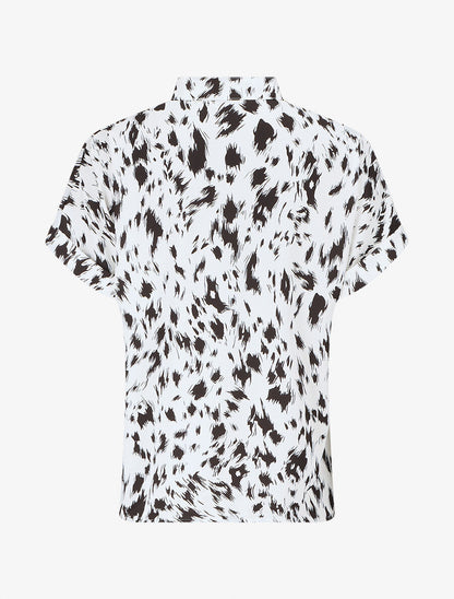 Blouse imprimé abstrait à manches courtes - Blanc - 2