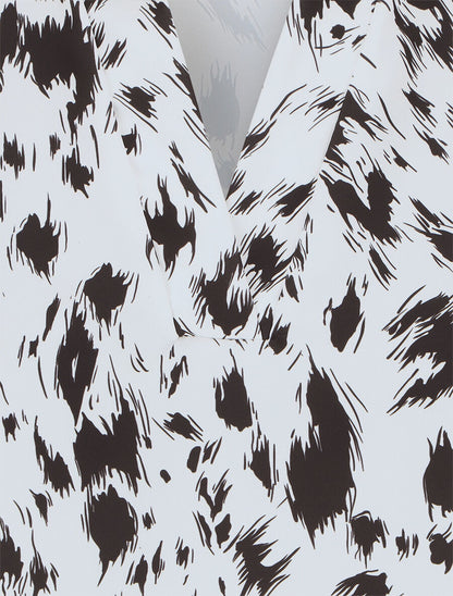 Blouse imprimé abstrait à manches courtes - Blanc - 3