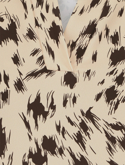 Blouse imprimé abstrait à manches courtes - Beige - 3