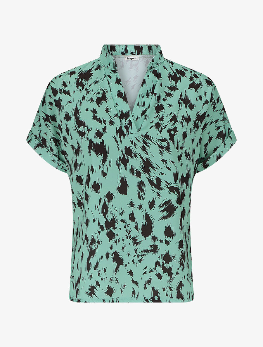 Blouse imprimé abstrait à manches courtes - Menthe - 4