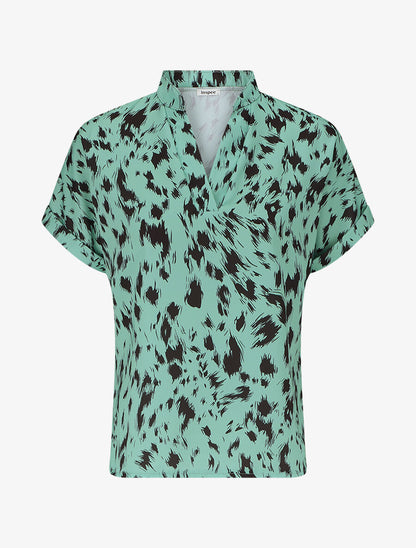 Blouse imprimé abstrait à manches courtes - Menthe - 4