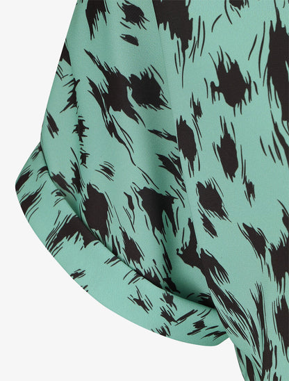 Blouse imprimé abstrait à manches courtes - Menthe - 3