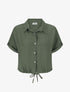 Blouse unie à cordons de serrage - Kaki - 4
