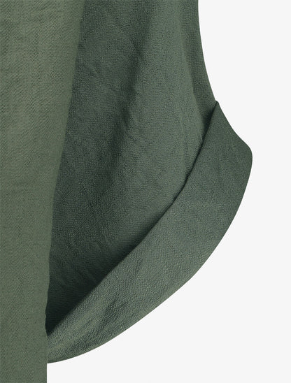 Blouse unie à cordons de serrage - Kaki - 3