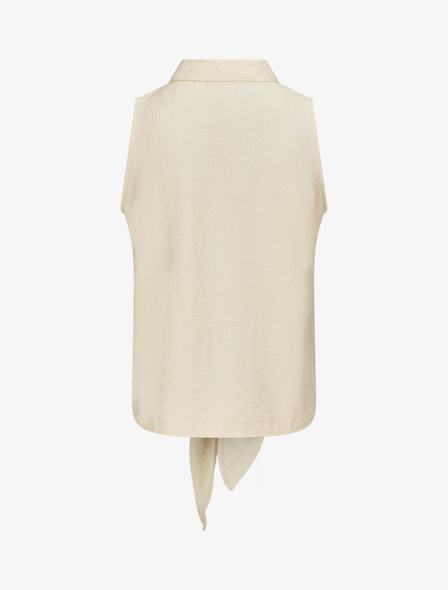 Top uni sans manches à nouer - Beige - 2