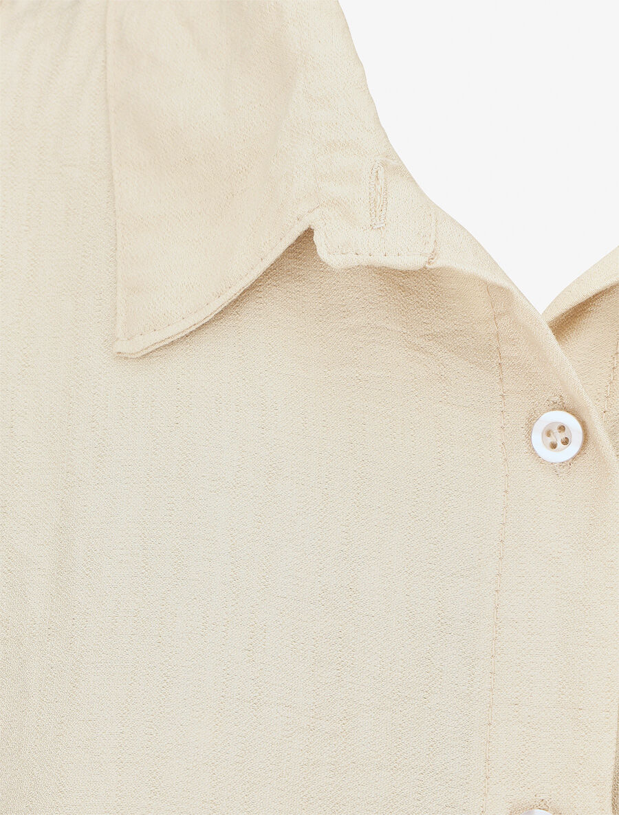 Top uni sans manches à nouer - Beige - 3