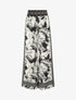 Pantalon fluide coupe flare imprimé feuillages - Noir - 1