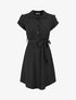 Robe unie ceinturée - Noir - 1