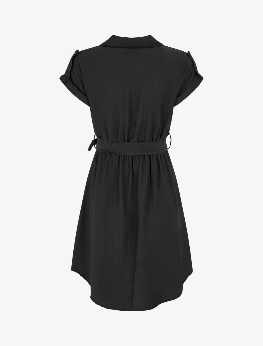 Robe unie ceinturée - Noir - 2