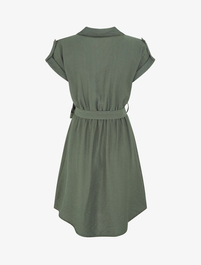 Robe unie ceinturée - Kaki - 2