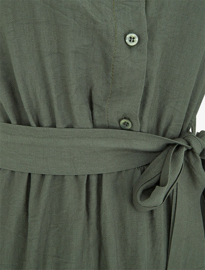 Robe unie ceinturée - Kaki - 3