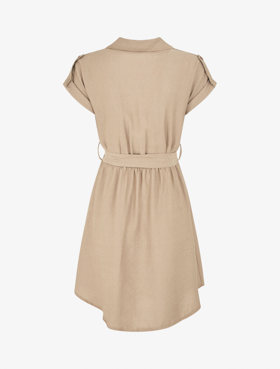 Robe unie ceinturée - Taupe - 2