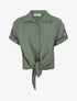 Blouse effet lin à noeud - Kaki - 4