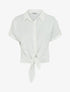Blouse effet lin à noeud - Blanc - 4