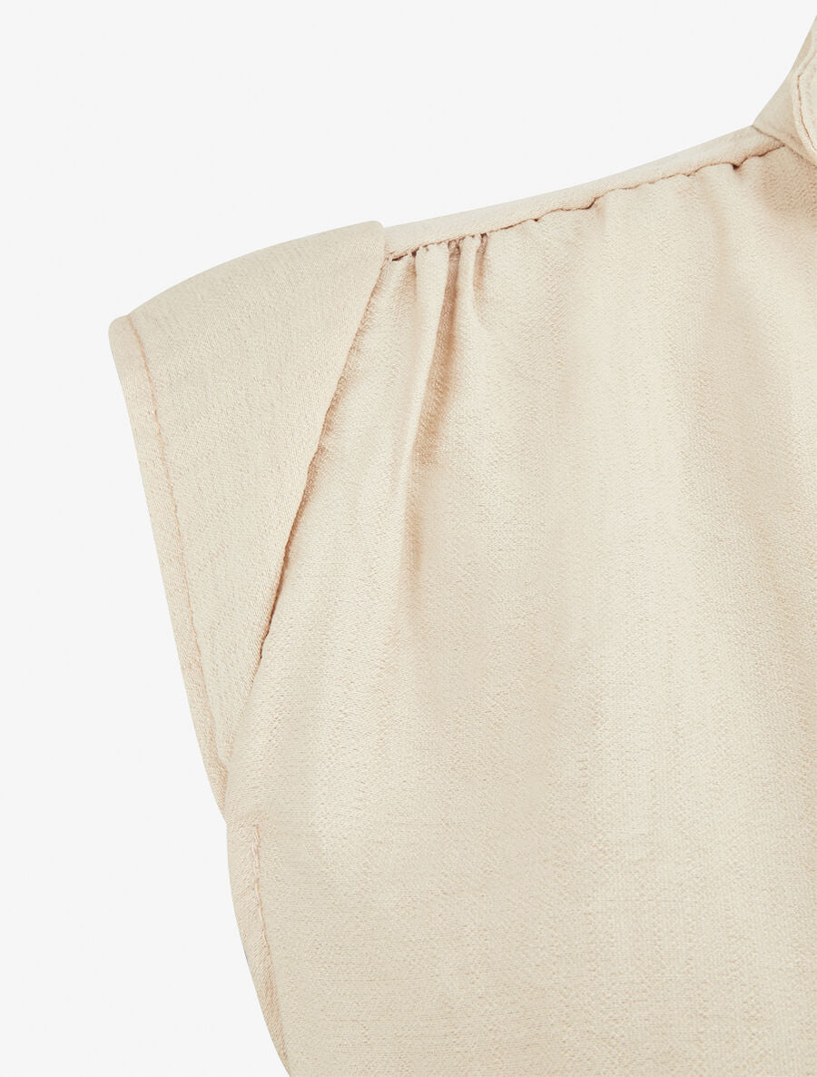 Top uni à bord élastiqué - Beige - 3