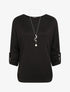 Pull fin oversize manches 3/4 - Noir - 1