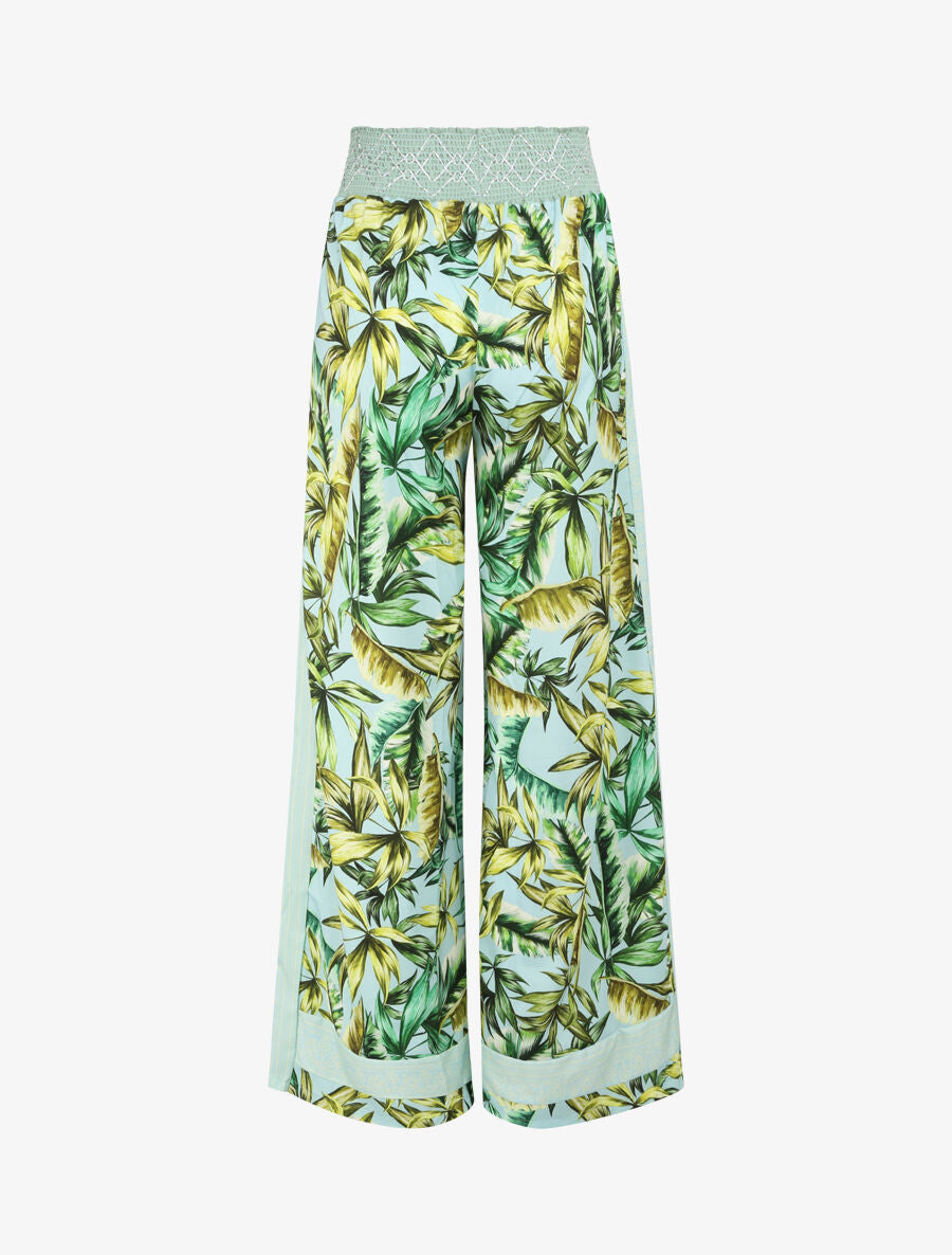 Pantalon fluide coupe flare imprimé fleurs sauvages - Bleu ciel - 2