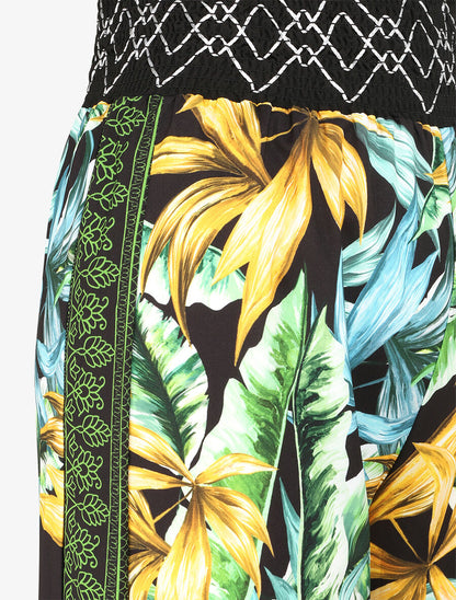 Pantalon fluide coupe flare imprimé fleurs sauvages - Noir - 3