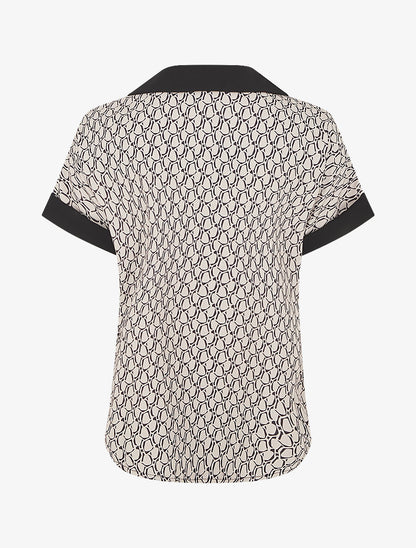 Top fluide manches courtes imprimé graphique - Beige - 2